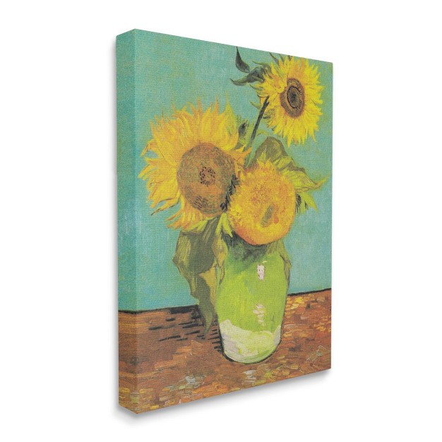 Stupell Industries Traditional Sunflower Painting Over Turquoise Van Gogh