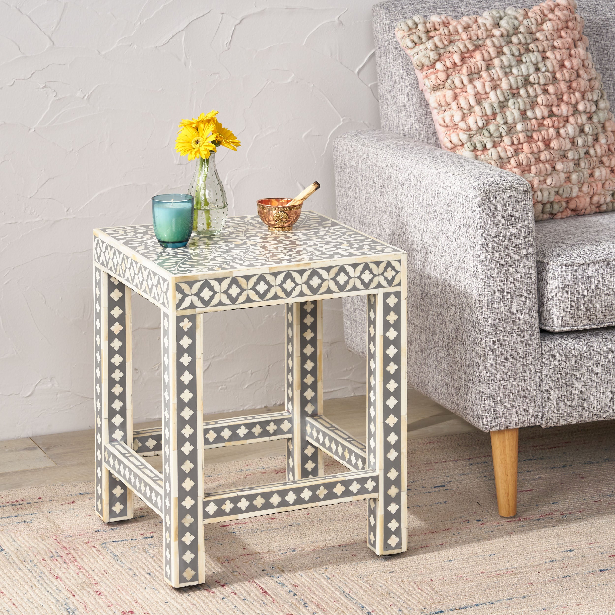 Sids Handcrafted Boho Mango Wood End Table