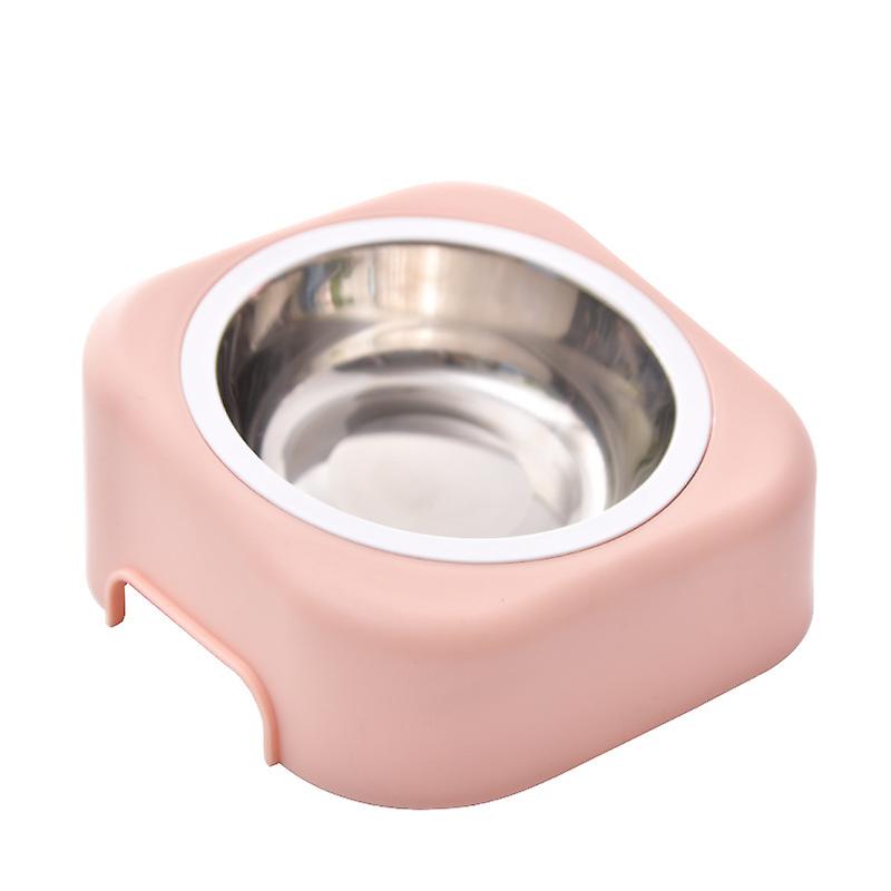 Miman Starlight-neck Guard Tilt Pet Bowl Cat And Dog Bowl Stainless Steel Pet Bowl Anti-slip Anti-splash Base (pink)