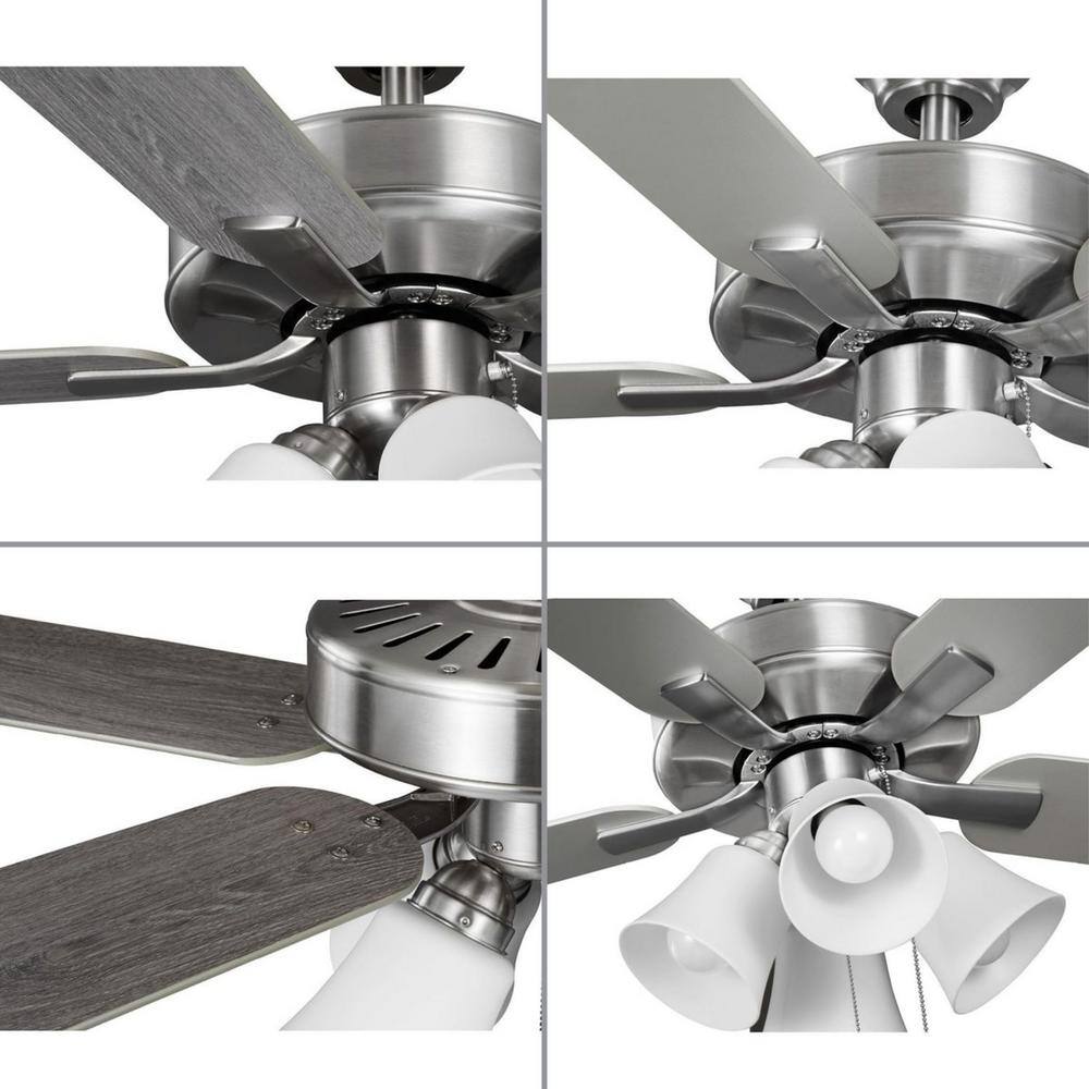 Progress Lighting AirPro 52 in. Integrated LED Indoor Brushed Nickel Silver 5-Blade AC Motor Transitional Ceiling Fan with Light P250081-009-WB