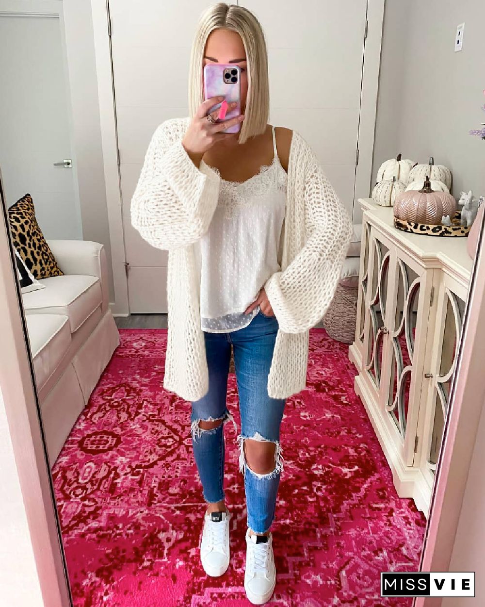 Open Front Chunky Knit Cardigan Oversized Sweater