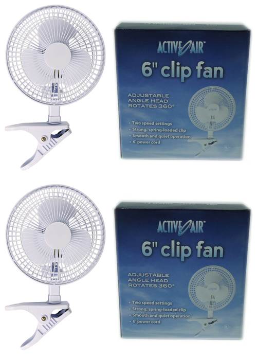 Hydrofarm ACFC6 Active Air 6-Inch Clip-On Desk Hydroponics Grow Fans (2 Pack)