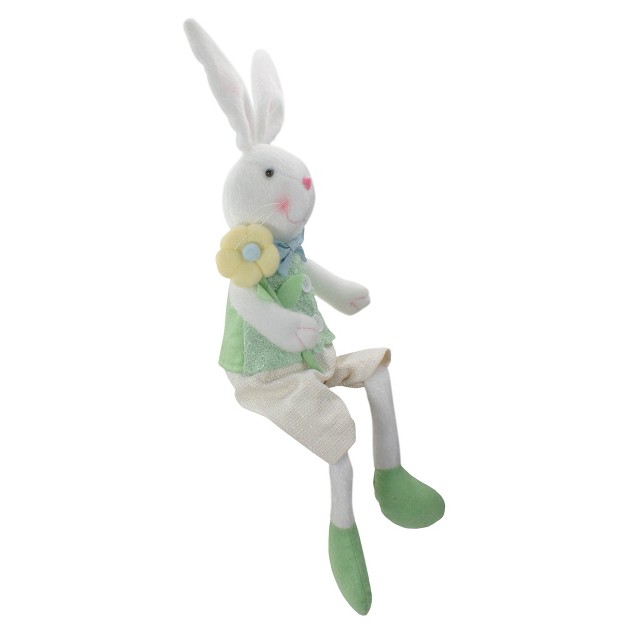 White And Green Boy Bunny Rabbit Easter And Spring Table Top Figure