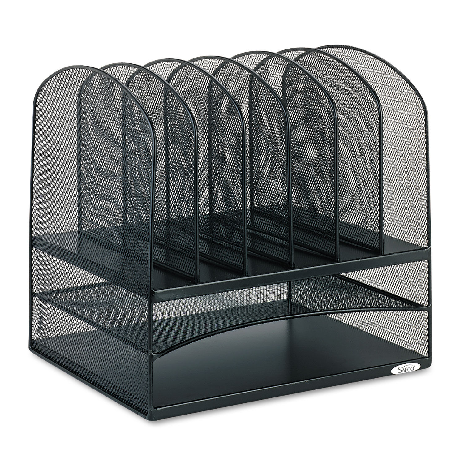 Onyx Mesh Desk Organizer with Two Horizontal and Six Upright Sections by Safcoandreg; SAF3255BL