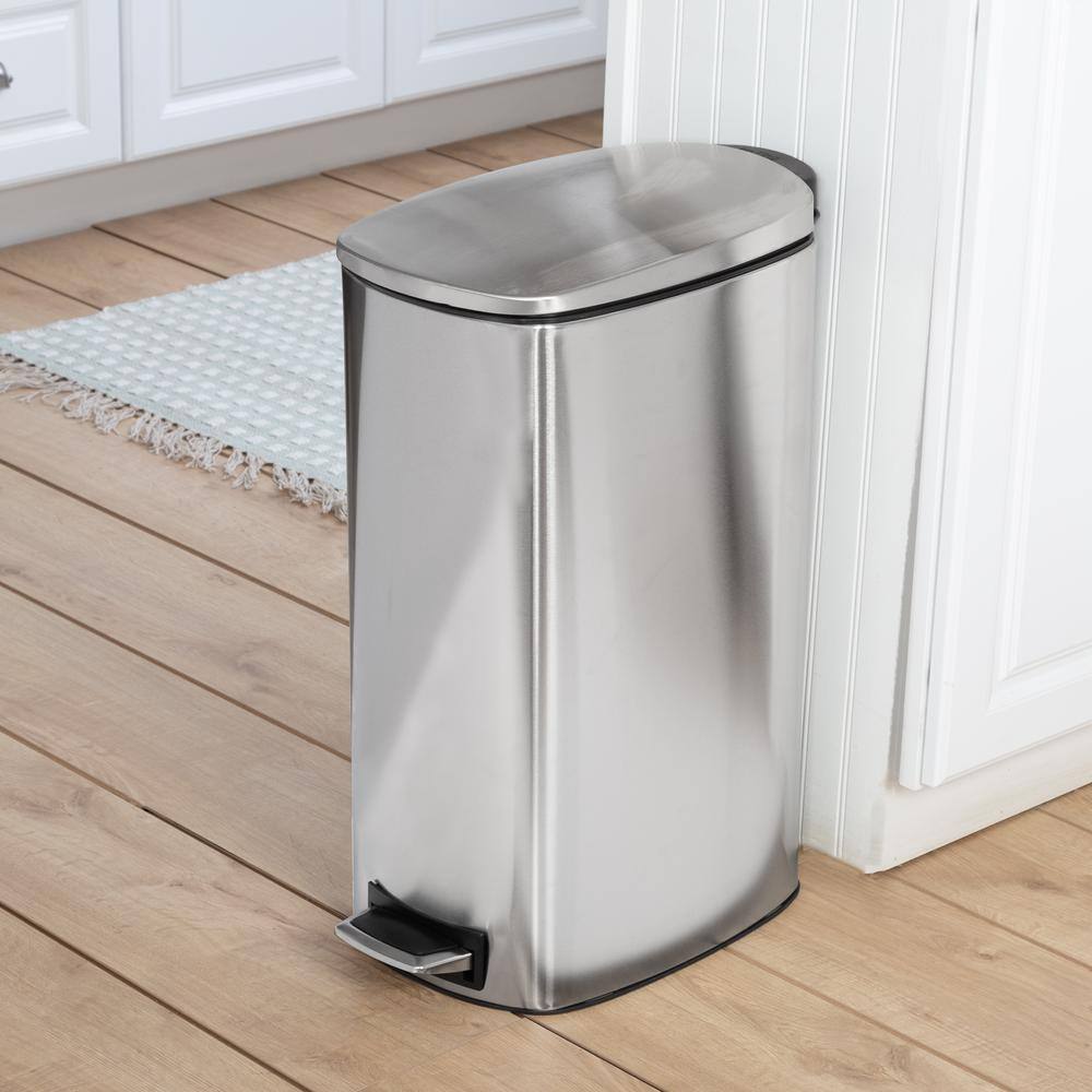 Honey-Can-Do 10.6 gal Slim Stainless Steel Step On Kitchen Trash Can (TRS-09333)