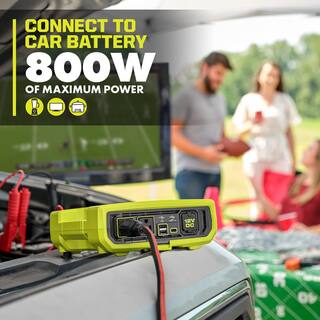 RYOBI ONE+ 18V 800-Watt Max 12V Automotive Power Inverter with Dual USB Ports RYi8030A