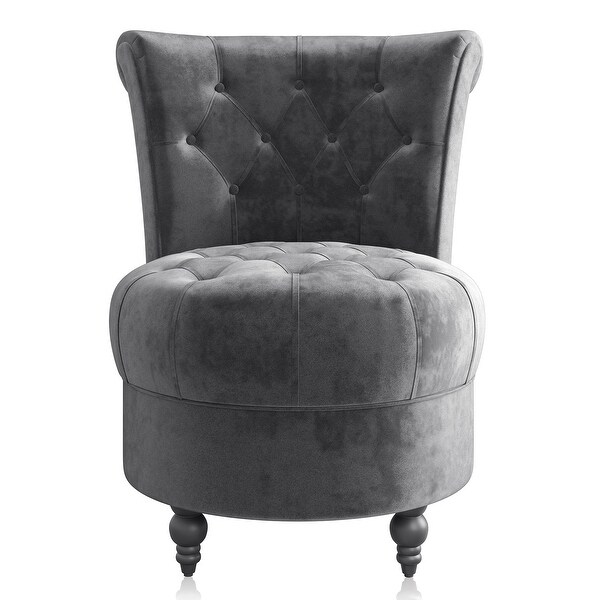 BELLEZE Malik Grey Velvet Accent Chair w/ Thick Padding and Low Back