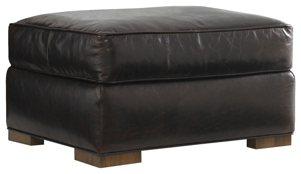 Edgemere Leather Ottoman   Transitional   Footstools And Ottomans   by Lexington Home Brands  Houzz