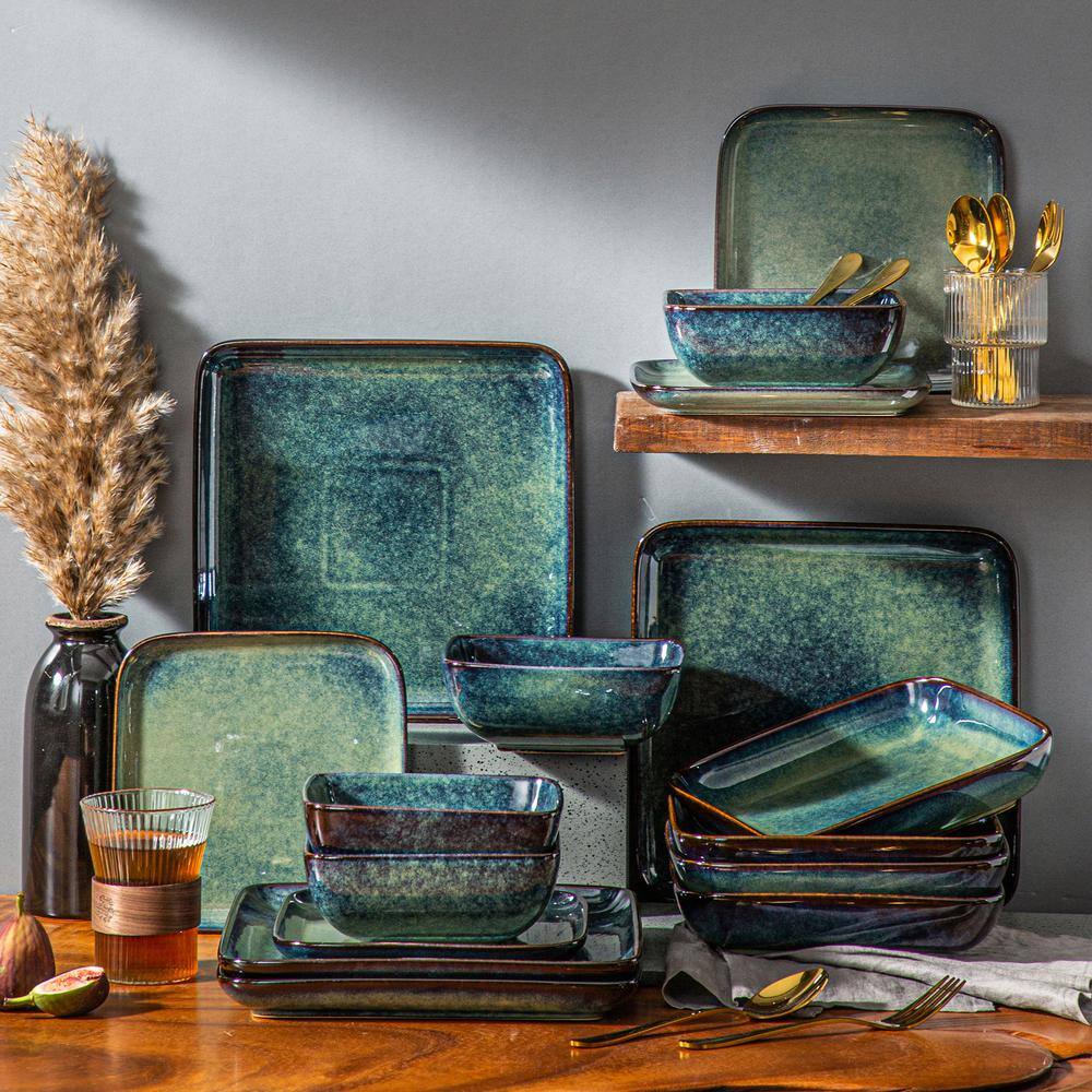 vancasso Stern 16-Piece Green Stoneware Dinnerware Set (Service for 4) VC-STERN-G-SL