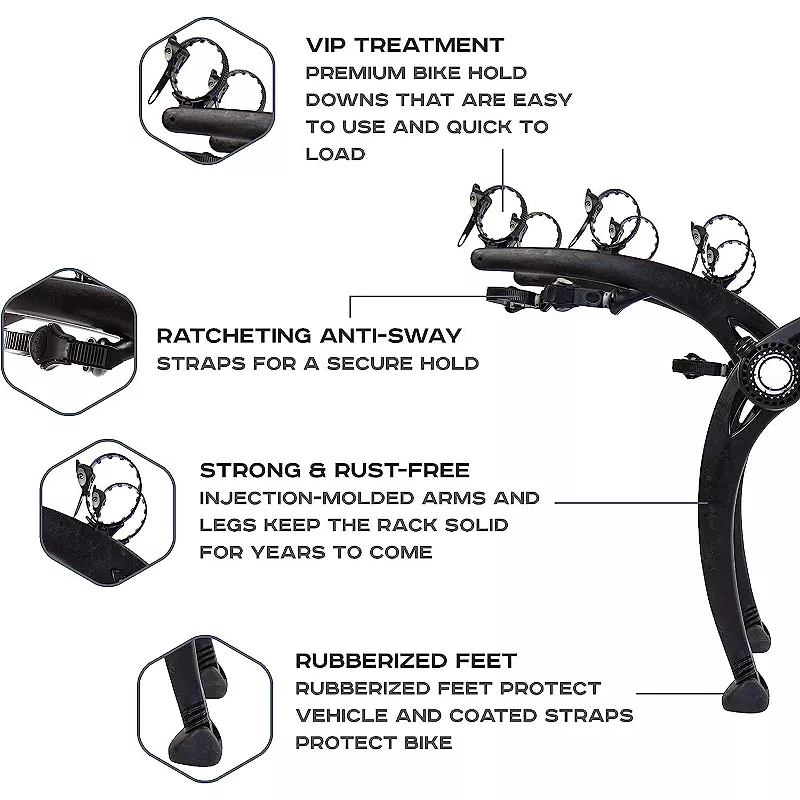 Saris Bones EX Trunk Bike Rack， Bike Rack for Car and SUV， 3 Bikes