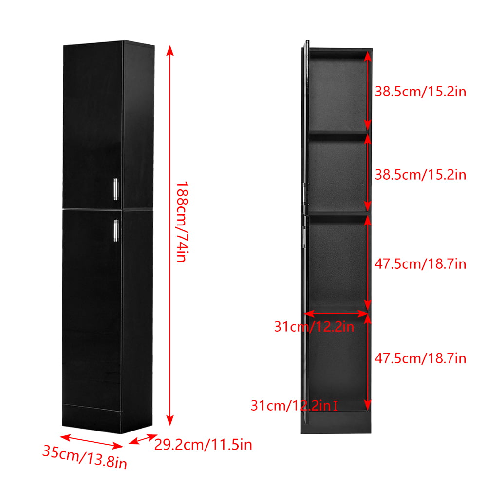 Tall Black Cabinet Tall Storage Cabinet with Door Black Bathroom Tower Compact Free Standing Contemporary