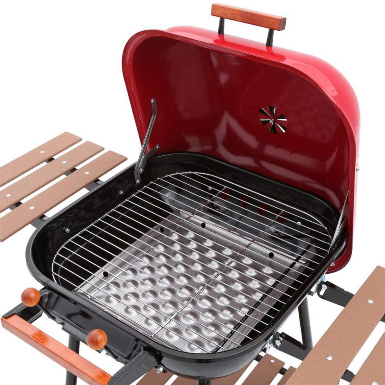 Americana Swinger 6 Position Charcoal Grill， Powder Paint/Red