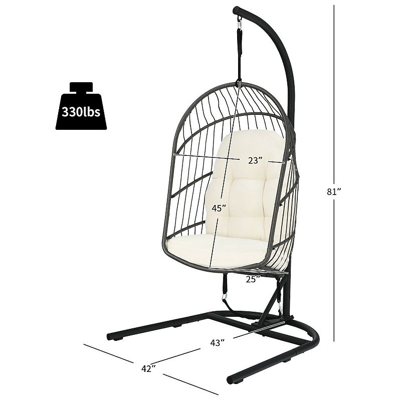 Hanging Wicker Egg Chair with Stand