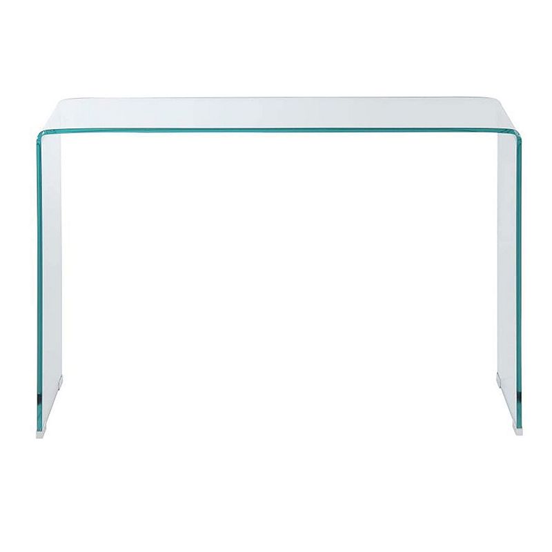 Contemporary Style Minimal Tempered Glass Sofa Table， Clear