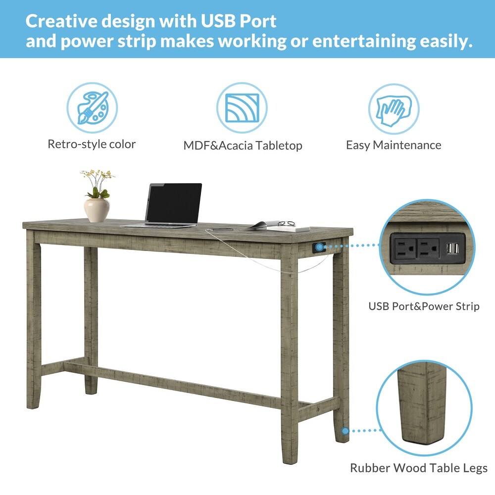 4 Pieces Counter Height Table with Fabric Padded Stools