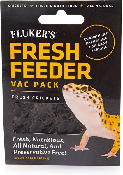 Fluker's Fresh Feeder Vac Pack Crickets Reptile Food， 0.7-oz bag