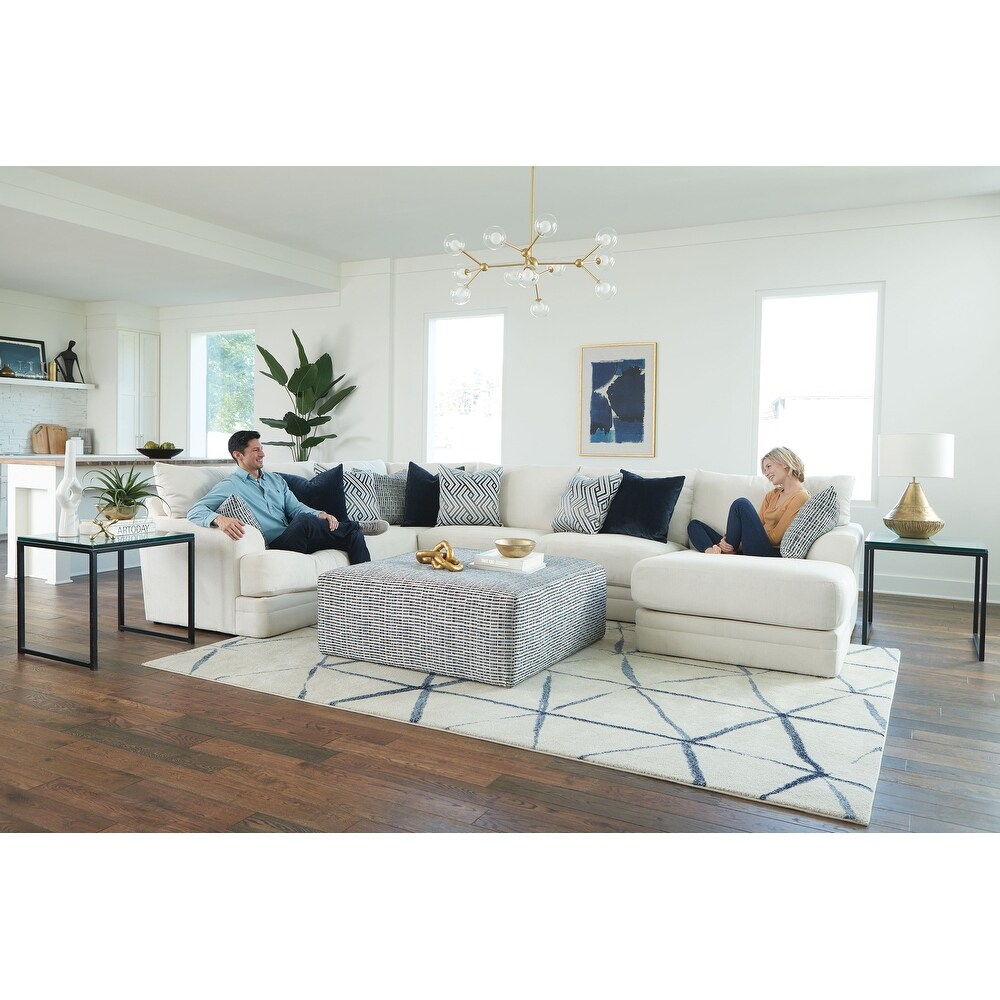 Pearson 4 Piece Fabric Sectional Chaise with Ottoman  Natural