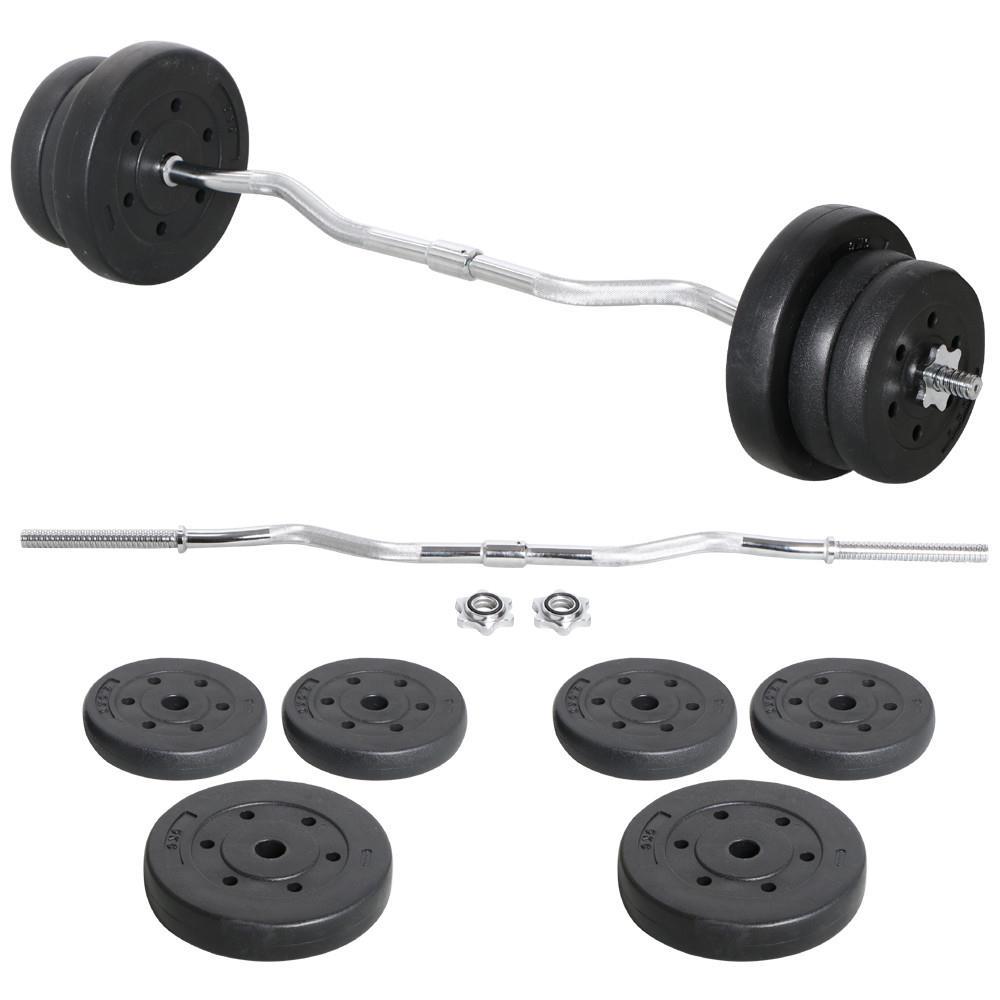 SmileMart 55 Lbs. High Quality Barbell Dumbbell Weightlifting Set Exercise Curl Weight Bar， Black