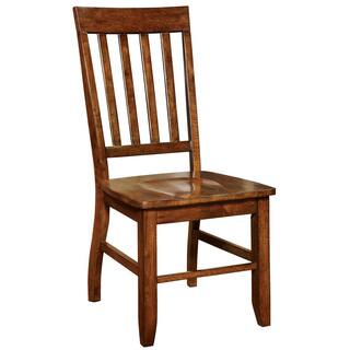 Furniture of America Henry Dark Oak Wood Slatted Side Chair (Set of 2) IDF-3437SC