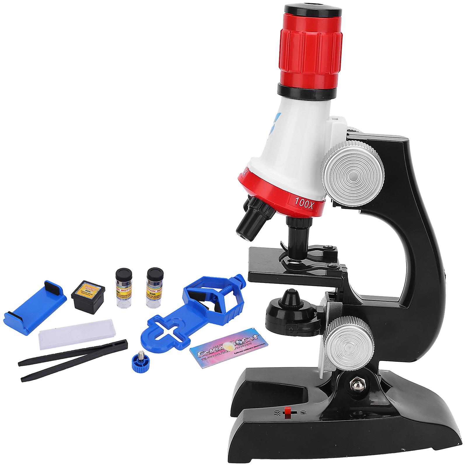 100x-400x-1200x Kid Children Microscope Set Led Biological Microscope Educational Science Toyred