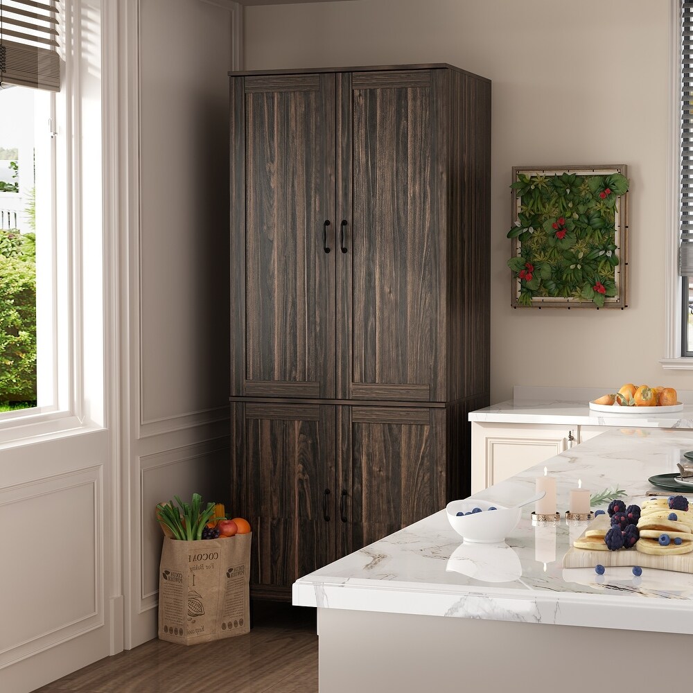 Dark Wood Grain Storage Cabinet Versatile and Stylish Organizer Pantry   31.5\