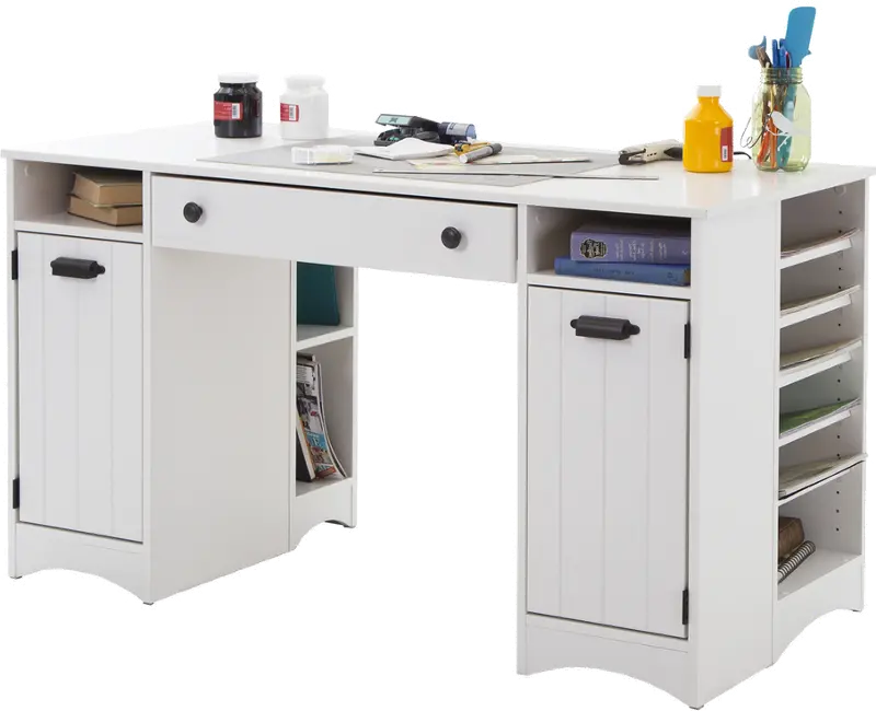 Artwork White Craft Table with Storage - South Shore