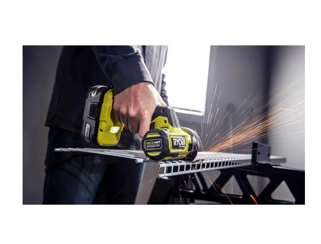 RYOBI PSBID01K-PSBCS02B ONE+ HP 18V Brushless Cordless Compact 1/4 in. Impact Driver and Cut-Off Tool， (2) 1.5 Ah Batteries， Charger， and Bag