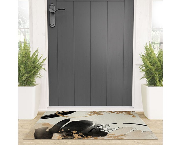 Sheila Wenzel ganny Black Ink Abstract Welcome Mat Deny Designs