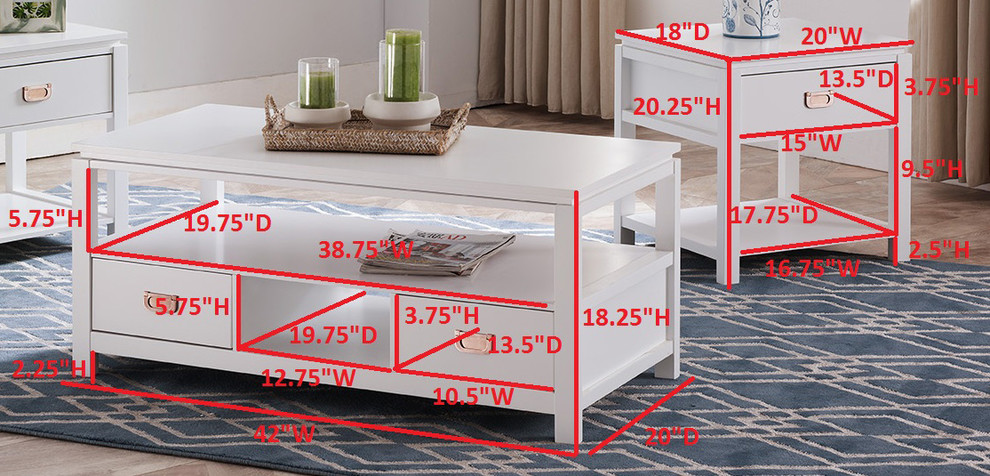 Trina 3 Piece Occasional Table Set   Transitional   Coffee Table Sets   by Pilaster Designs  Houzz