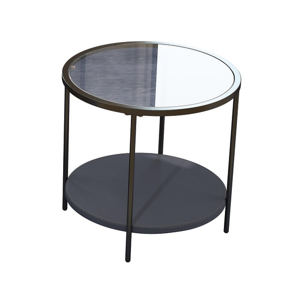 Corvus Matura 21-inch Round Glass End Table With Storage