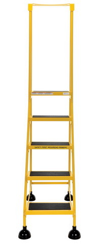 Vestil LAD 5 Y spring loaded roll ladder 5 step ye...