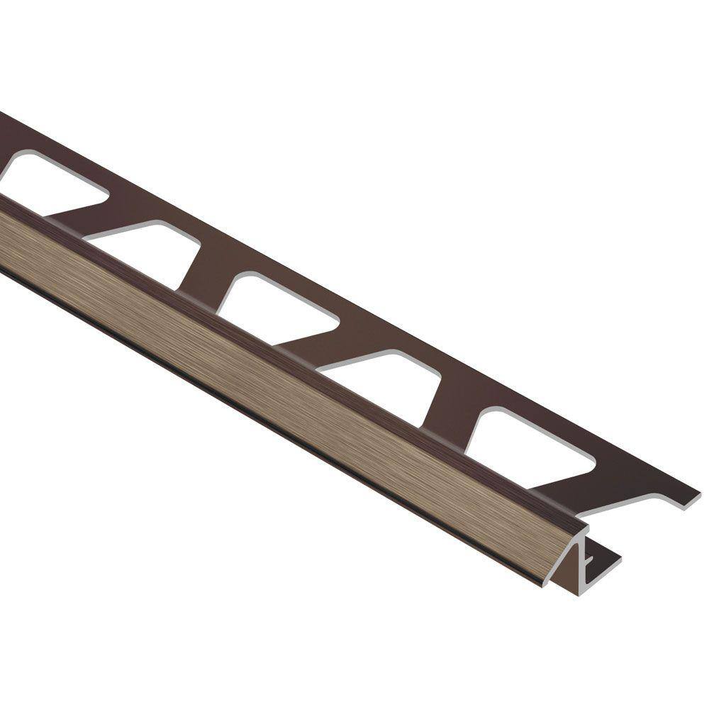 Schluter Systems Reno-TK Brushed Antique Bronze Anodized Aluminum 38 in. x 8 ft. 2-12 in. Metal Reducer Tile Edging Trim ATK100ABGB