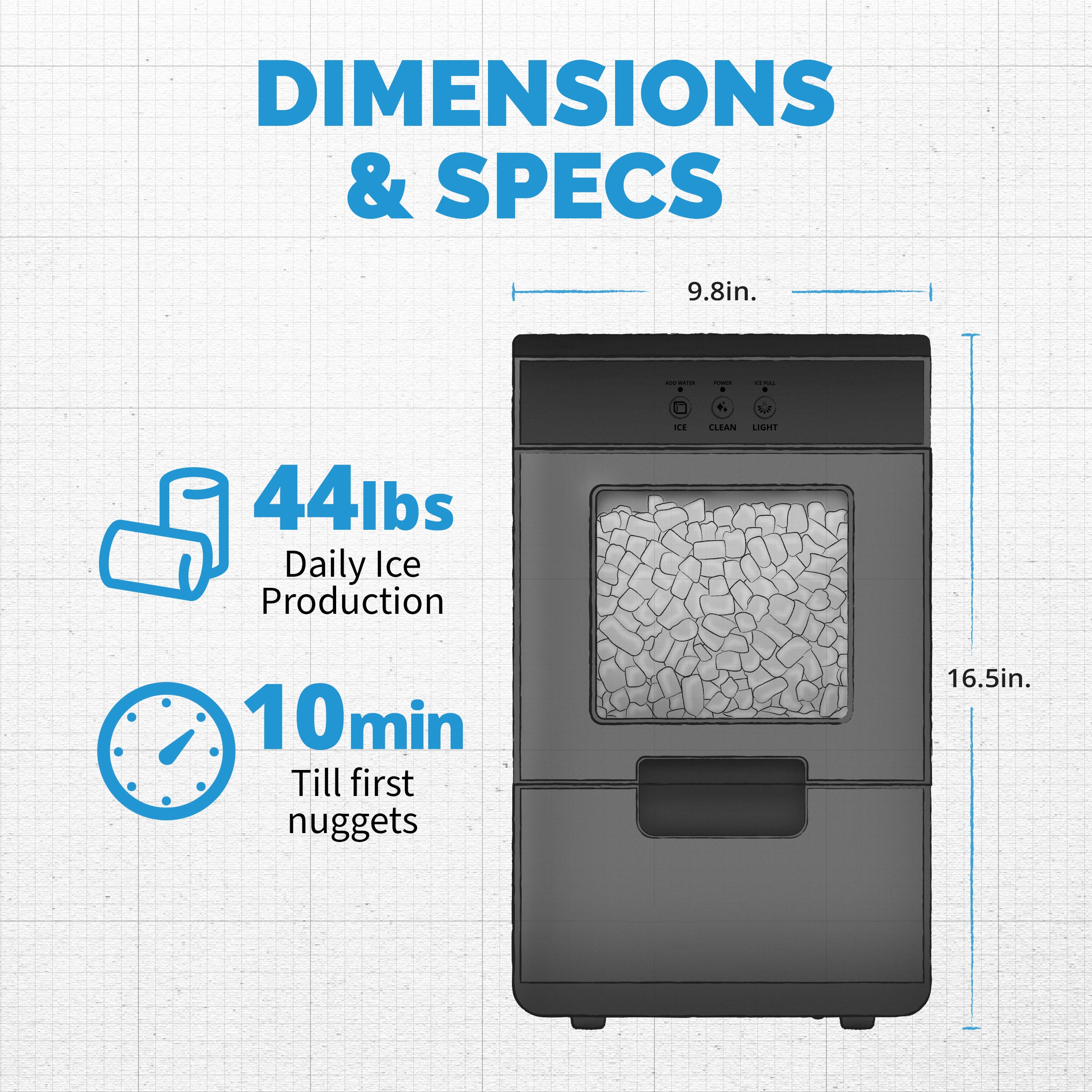 🔥LAST DAY 80% OFF🔥Newair 44lb. Nugget Countertop Ice Maker with Self-Cleaning Function, Refillable Water Tank, Perfect for Kitchens, Offices, Home Coffee Bars, and More