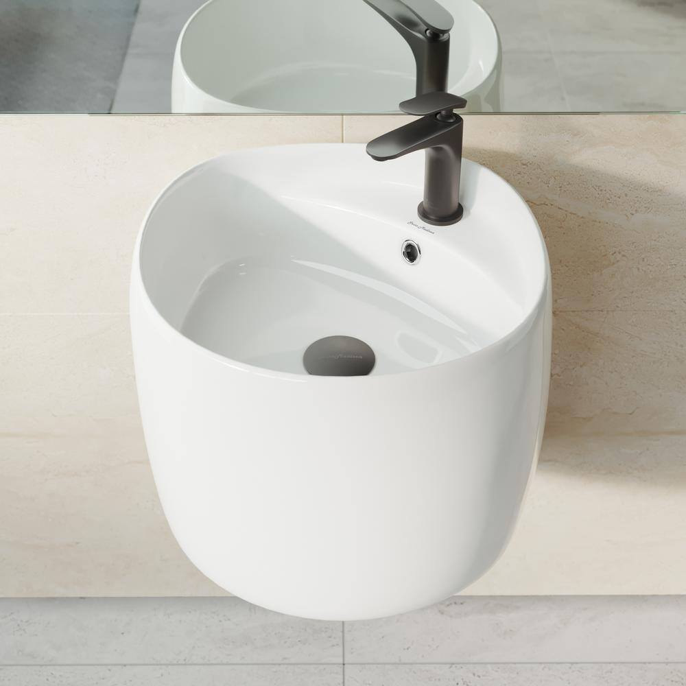 Swiss Madison Ivy Ceramic Square Wall Hung Sink in Glossy White SM-WS324