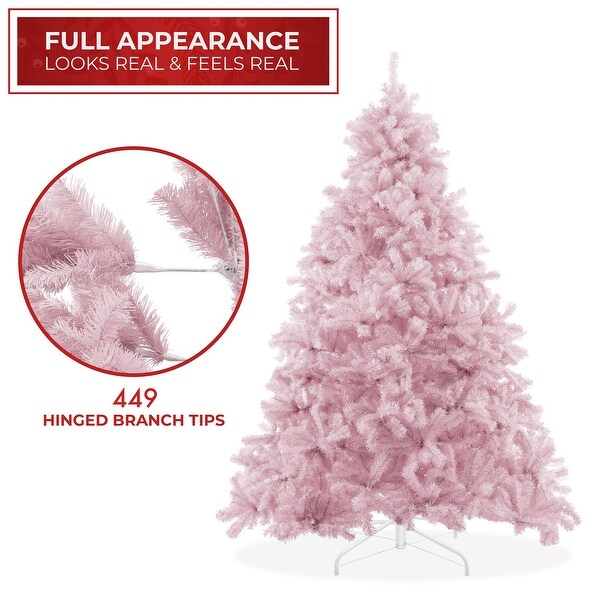 4.5FT Pink Spruce Artificial Holiday Christmas Tree with Metal Stand