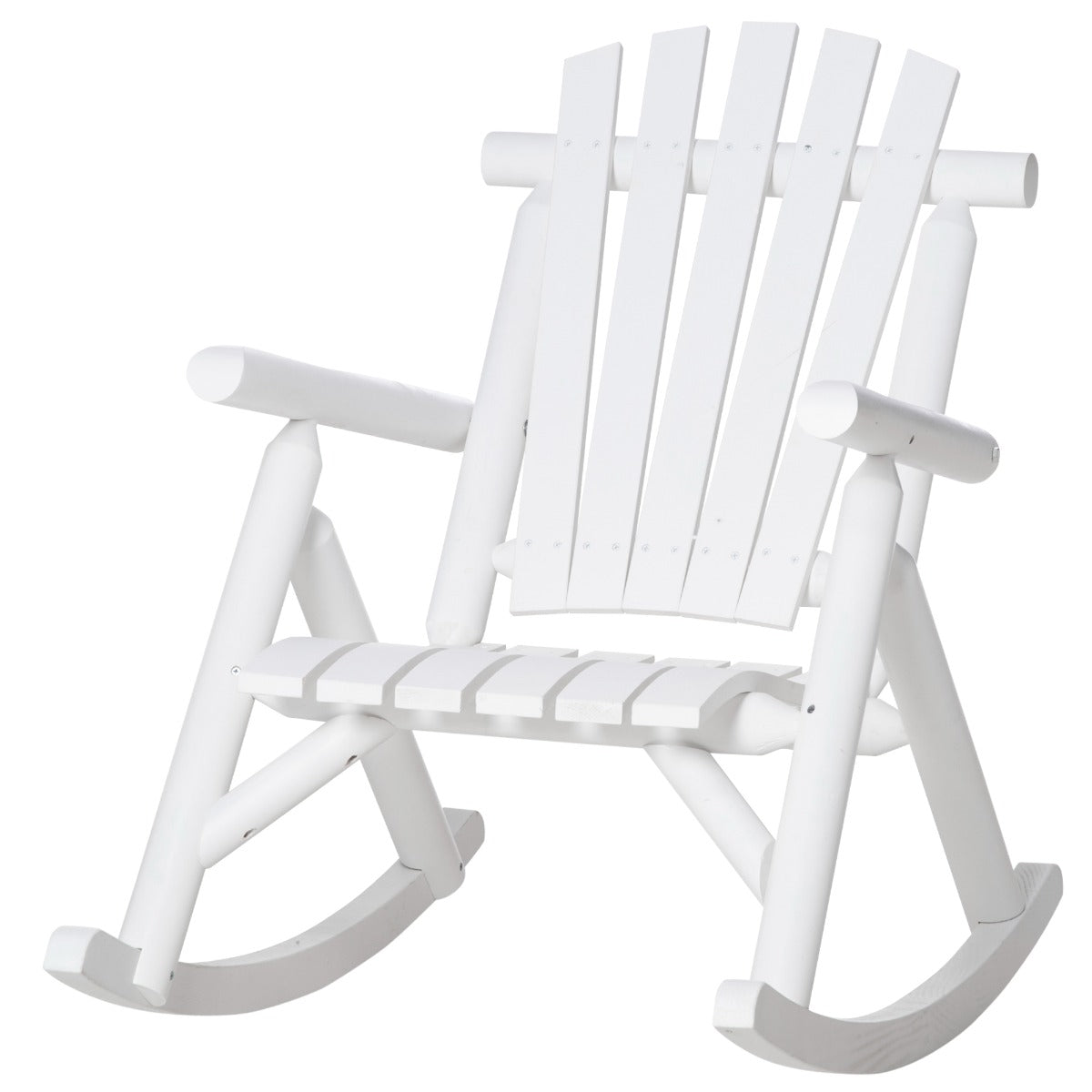 walmeck Wooden Rustic Rocking Chair Indoor Outdoor Adirondack Rocker for Patio, White