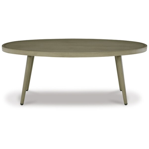 Sven 48 Inch Outdoor Coffee Table，Oval Top and Aluminum Frame，Brown