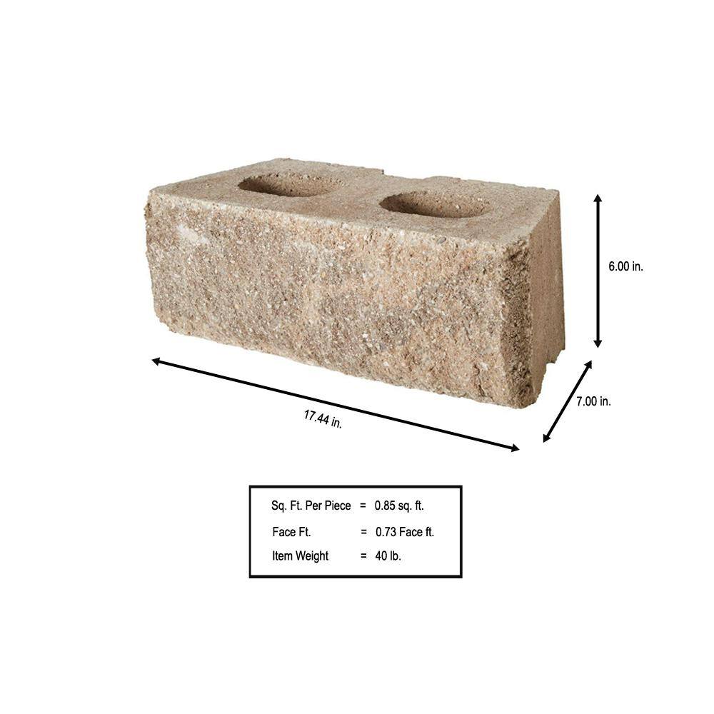 Pavestone RockWall Large 6 in. x 17.5 in. x 7 in. Pecan Concrete Retaining Wall Block (48 Pcs.  34.9 sq. ft.  Pallet) 79824