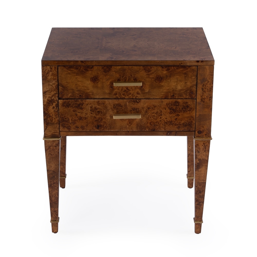 Kai 2 Drawer Burl Wood End Table