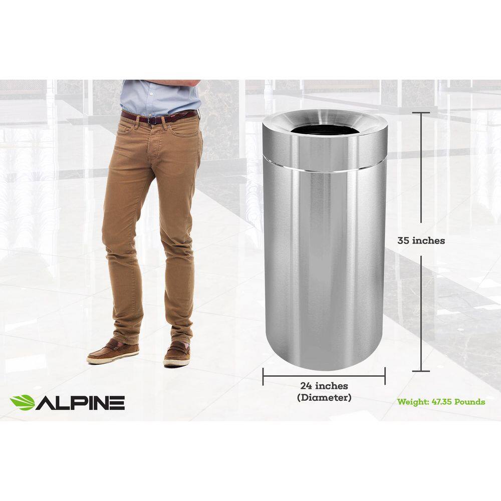 Alpine Industries 50 Gal. Stainless Steel Commercial Indoor Trash Can 475-50