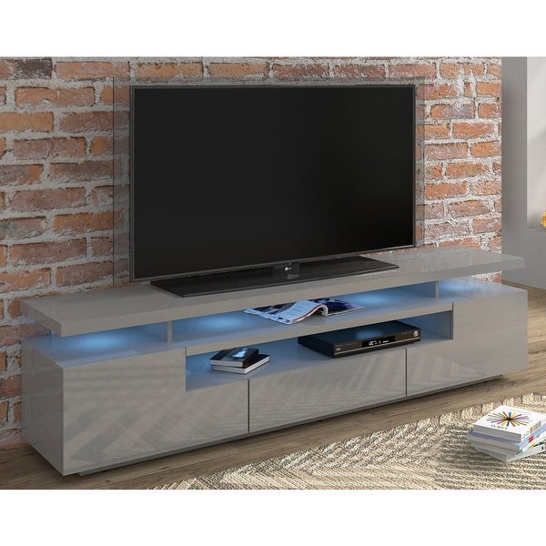 Strick and Bolton Sparkes 77-inch High Gloss TV Stand with LED Lights