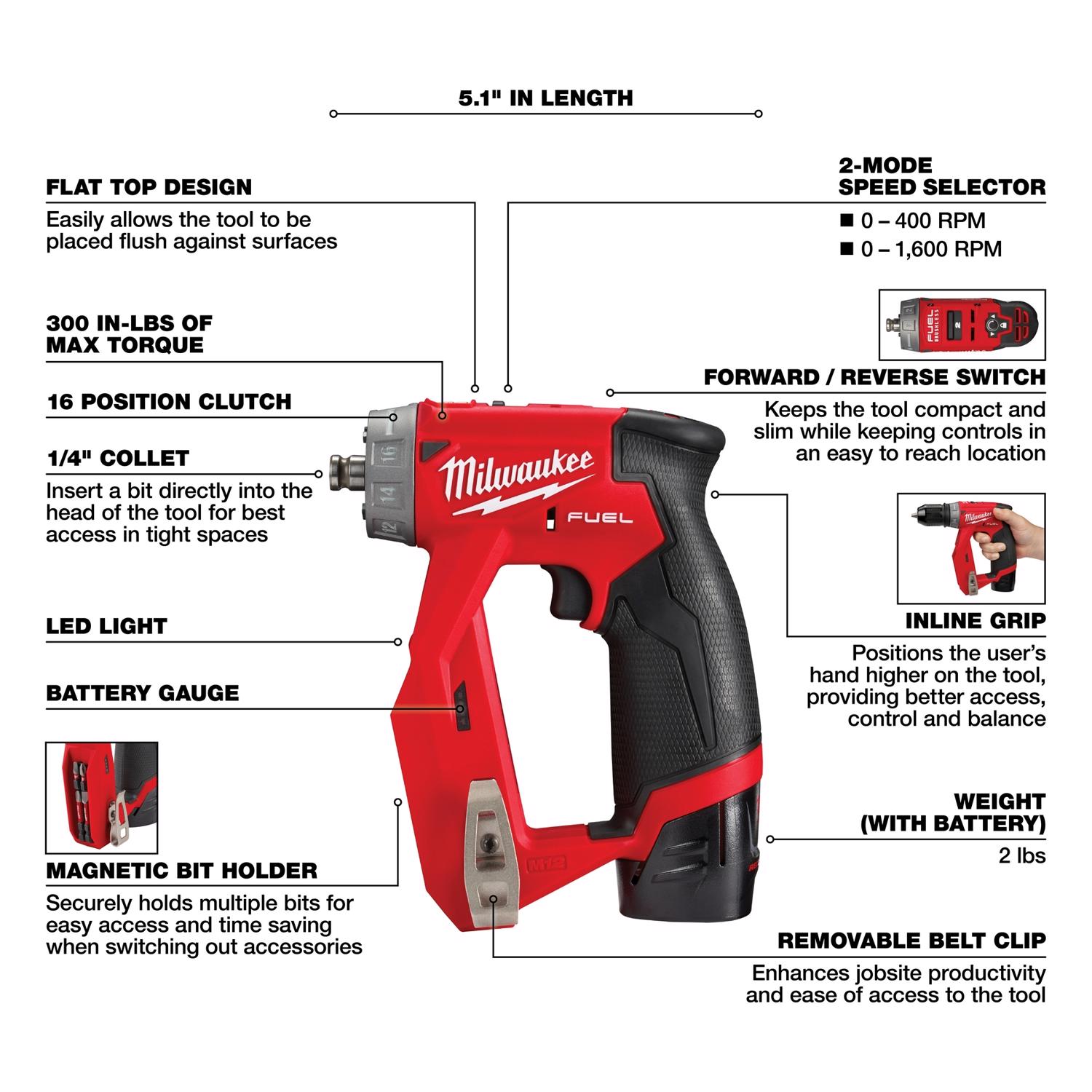 MW M12 FUEL 12 V 3/8 in. Brushless Cordless 4-in-1 Installation Driver Kit (Battery \u0026 Charger