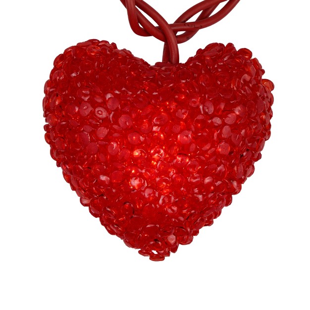 Northlight 10 count Red Heart Mini Valentine x27 s Day Light Set 7 5ft Red Wire