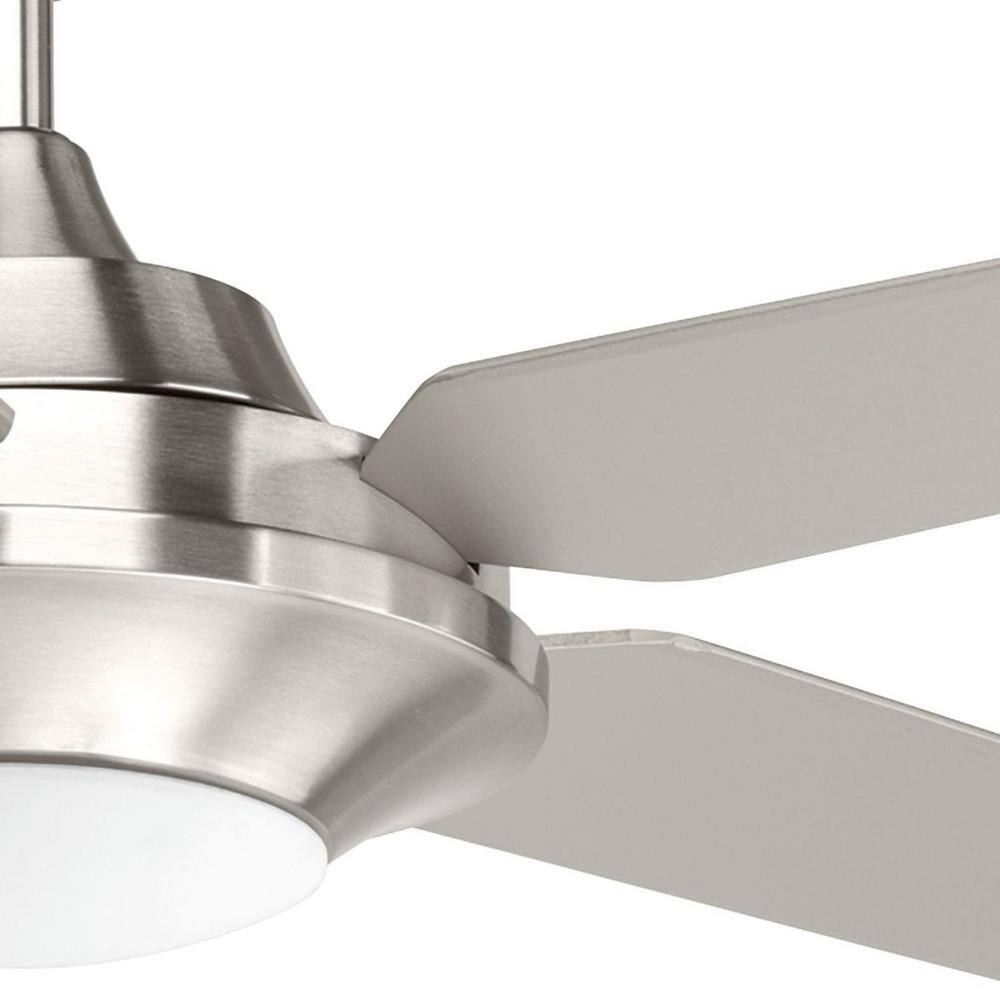 Progress Lighting Signature Plus II Collection 54 in. LED Indoor Brushed Nickel Modern Ceiling Fan with Light Kit and Remote P2539-0930K