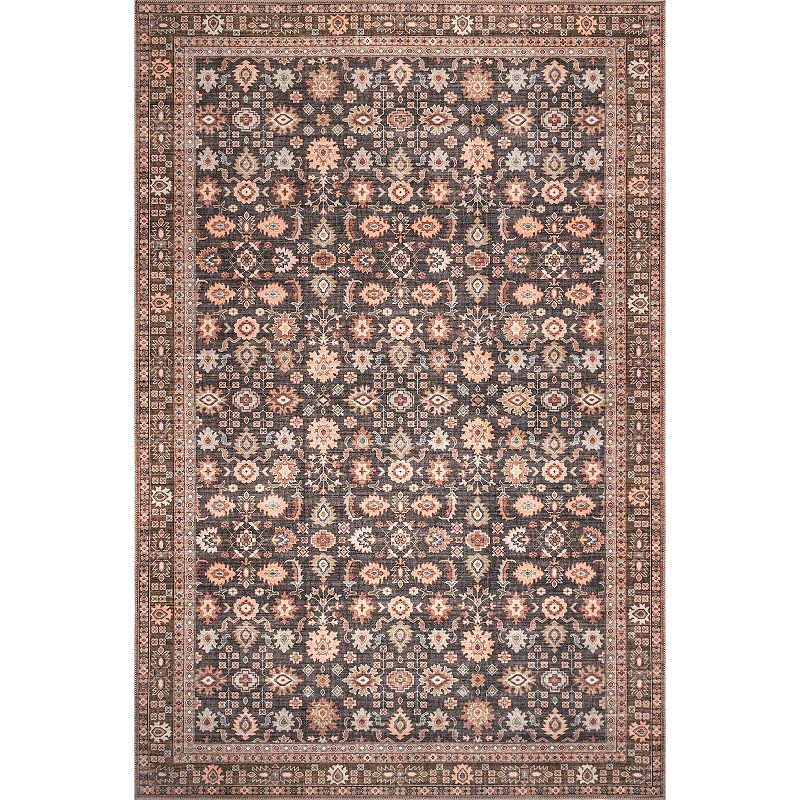 nuLOOM Cathie Persian Floral Machine Washable Area Rug