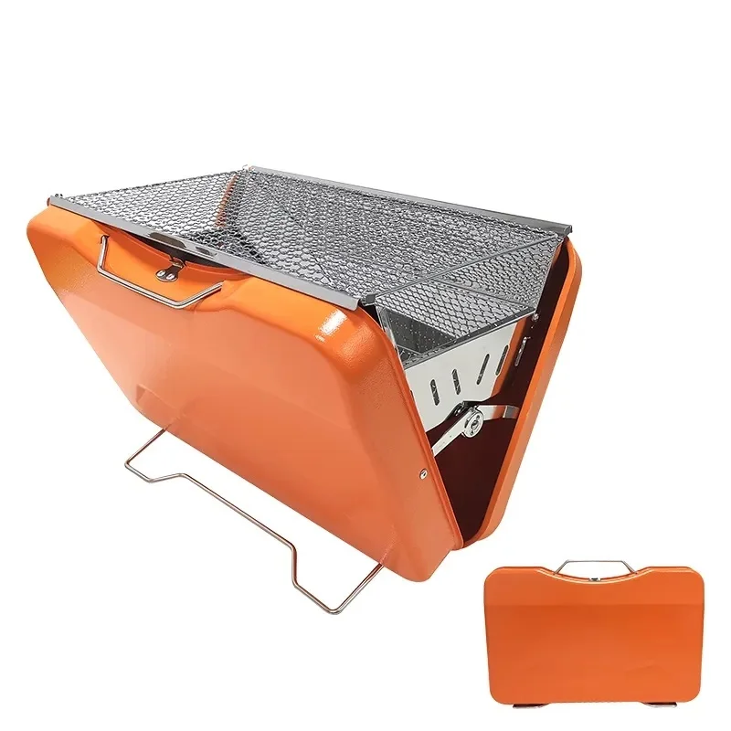 NPOT Portable Mini Suitcase Camping Travelling Folding Stainless Steel Charcoal Barbecue BBQ Grills