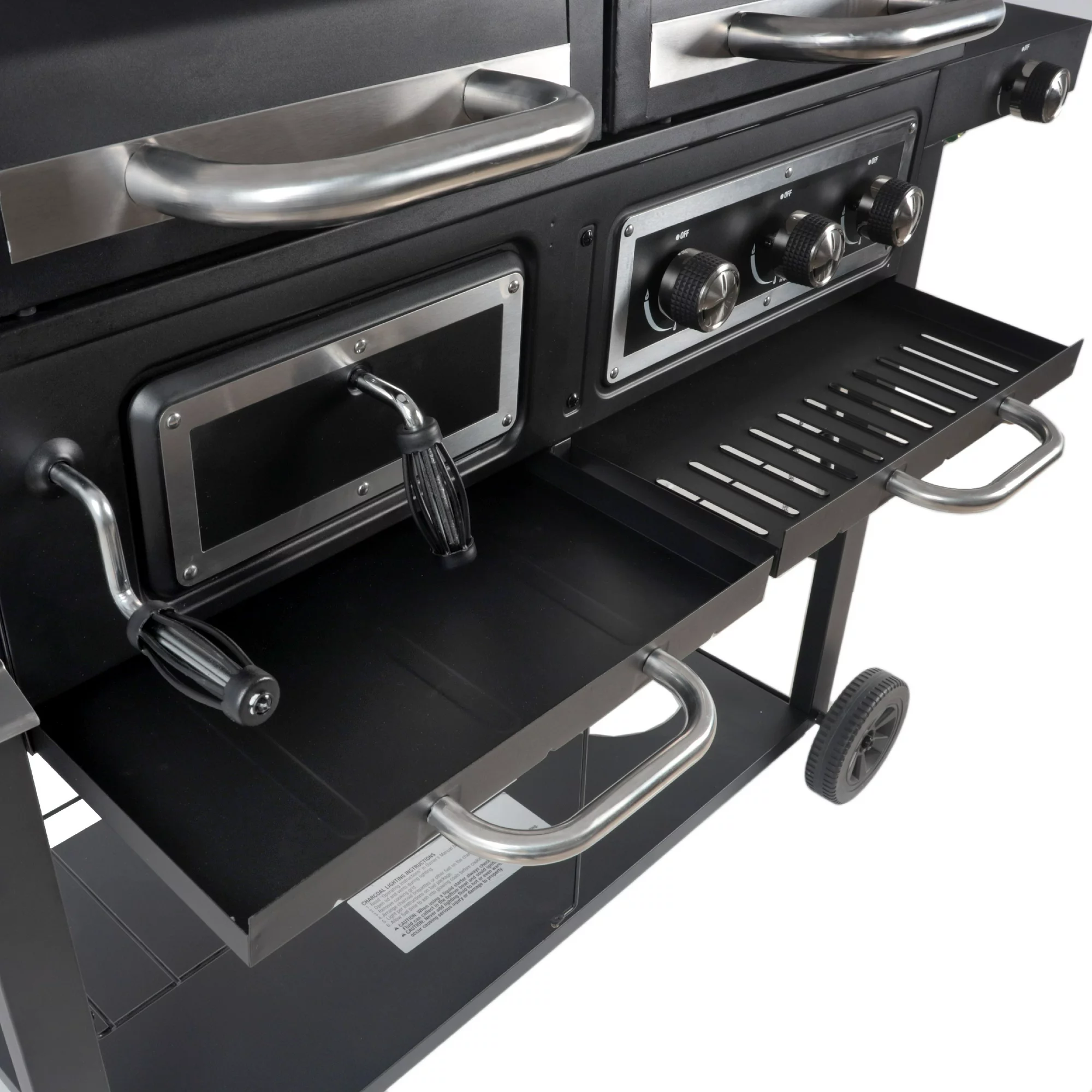 RevoAce Dual Fuel Gas and Charcoal Combo Grill， Black with Stainless