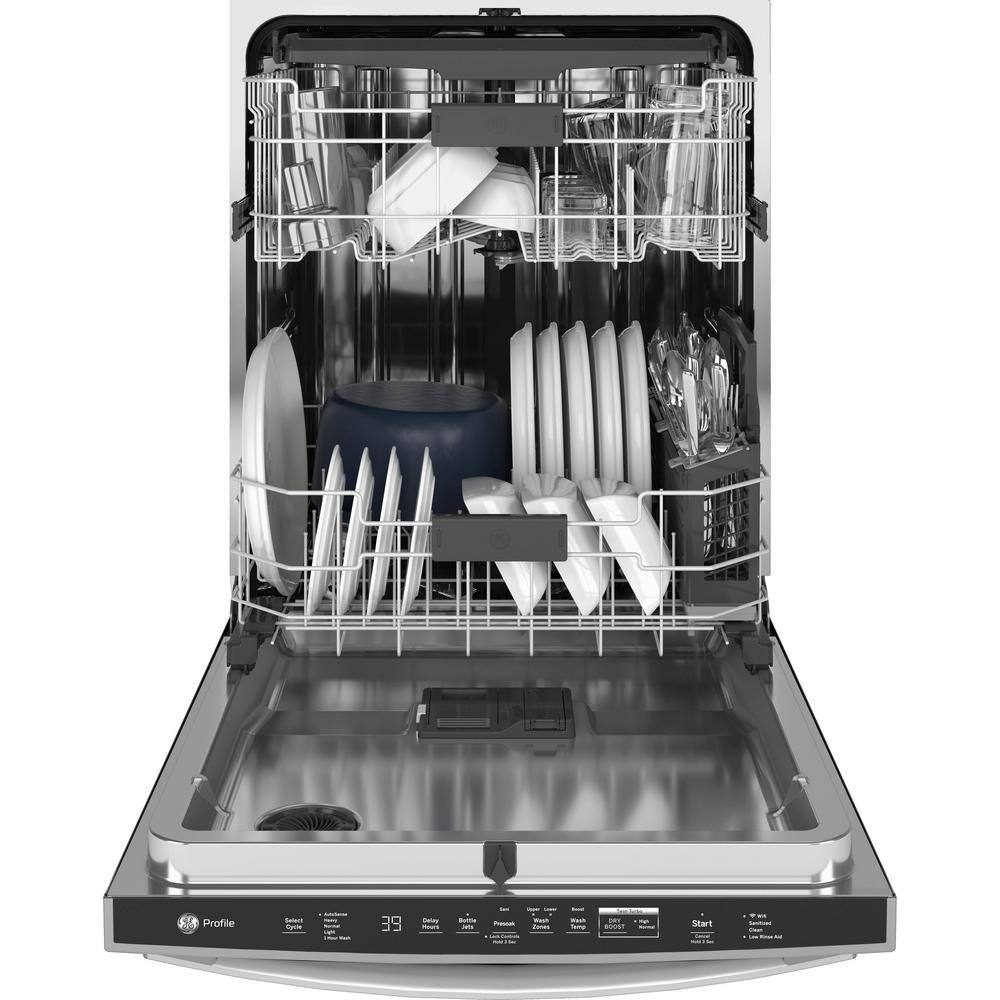 GE Profile 24 in Smart Built-In Top Control Fingerprint Resistant Stainless Steel Dishwasher wStainless Tub 3rd Rack 39 dBA PDT785SYNFS