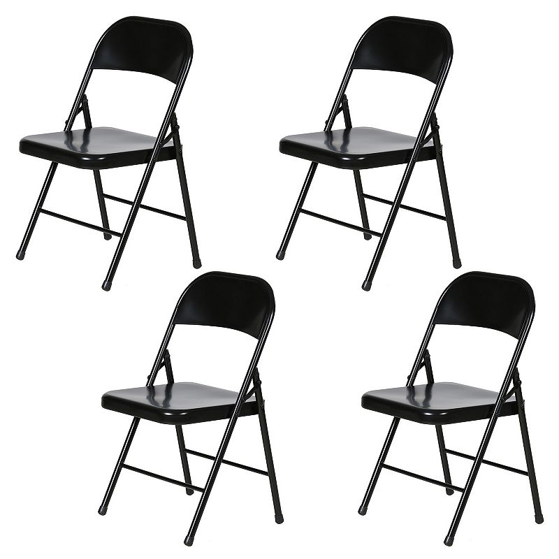 Plastic Development Group Outdoor Steel Metal Folding Chair， Black (4 Pack)