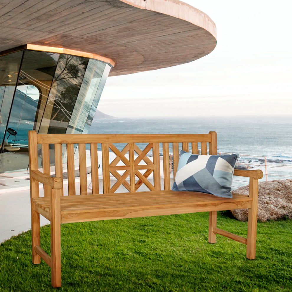 Teak Wood Arizona Outdoor Patio Bench  5  x27  Transitional   Outdoor Benches   by Chic Teak  Houzz